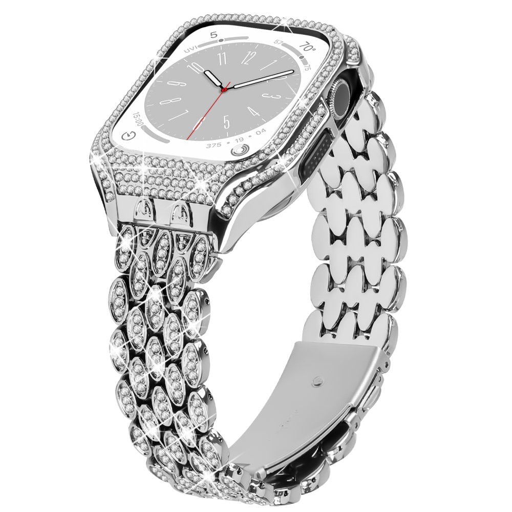 Apple Watch 41mm Rhinestone Metal Band with Case Silver