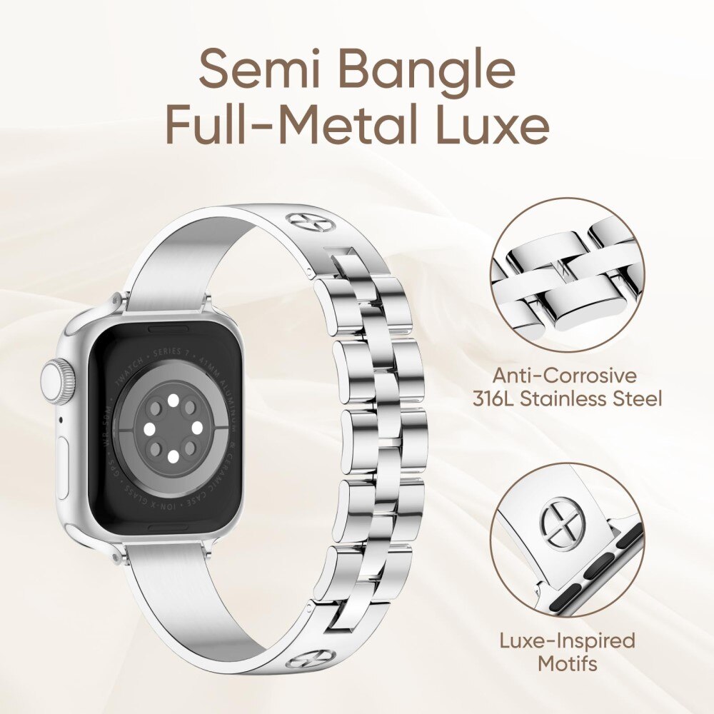 Apple Watch 41mm Series 7 Bangle Cross Bracelet Silver