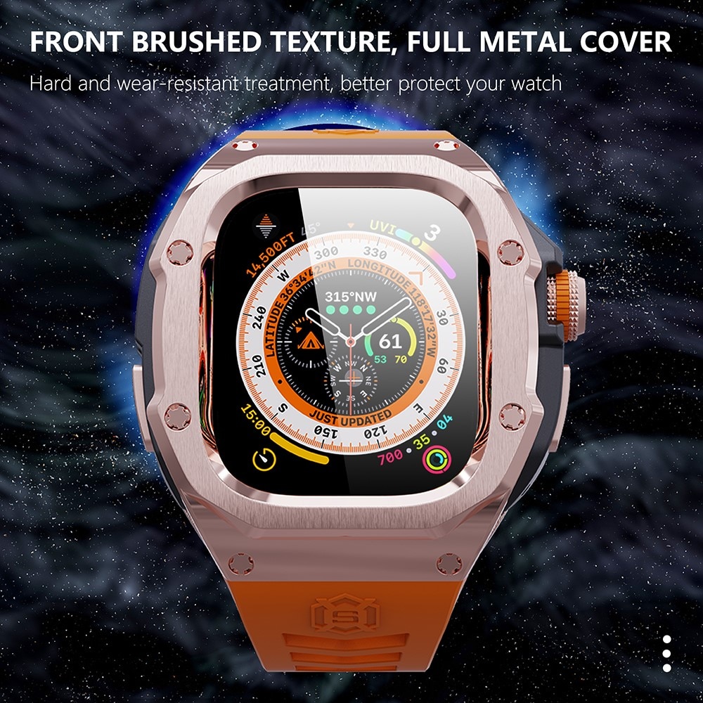 Apple Watch Ultra 49mm High Brushed Metal Case w Strap Rose/Orange