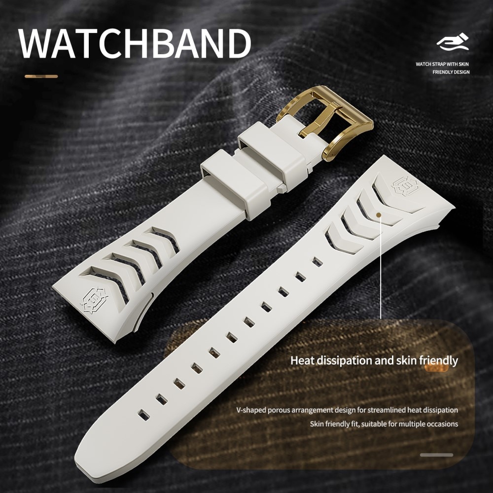 Apple Watch 44mm High Brushed Metal Case w Strap Gold/White
