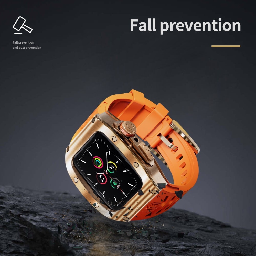 Apple Watch 45mm Series 9 High Brushed Metal Case w Strap Rose/Orange