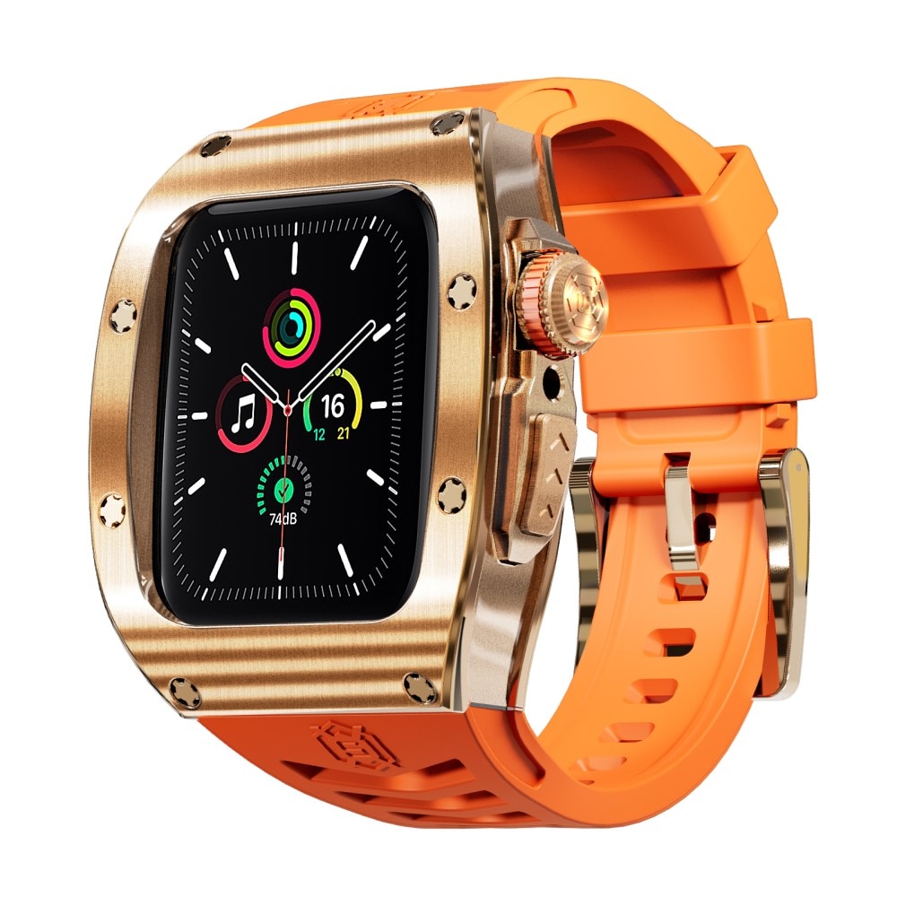 Apple Watch 45mm Series 9 High Brushed Metal Case w Strap Rose/Orange