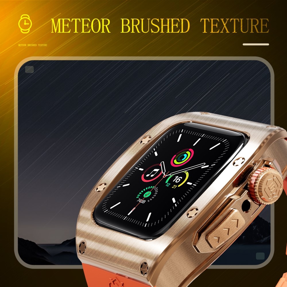 Apple Watch 45mm Series 8 High Brushed Metal Case w Strap Rose/Orange