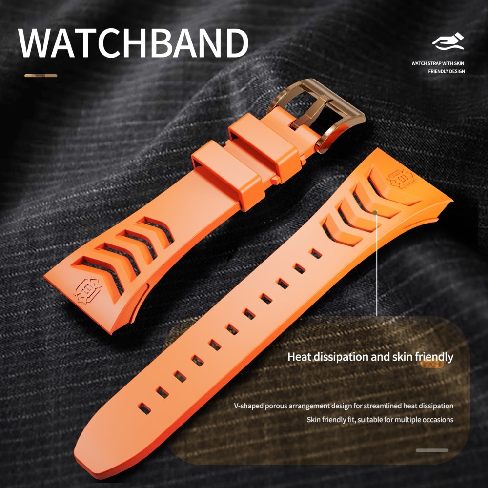 Apple Watch 45mm Series 7 High Brushed Metal Case w Strap Rose/Orange