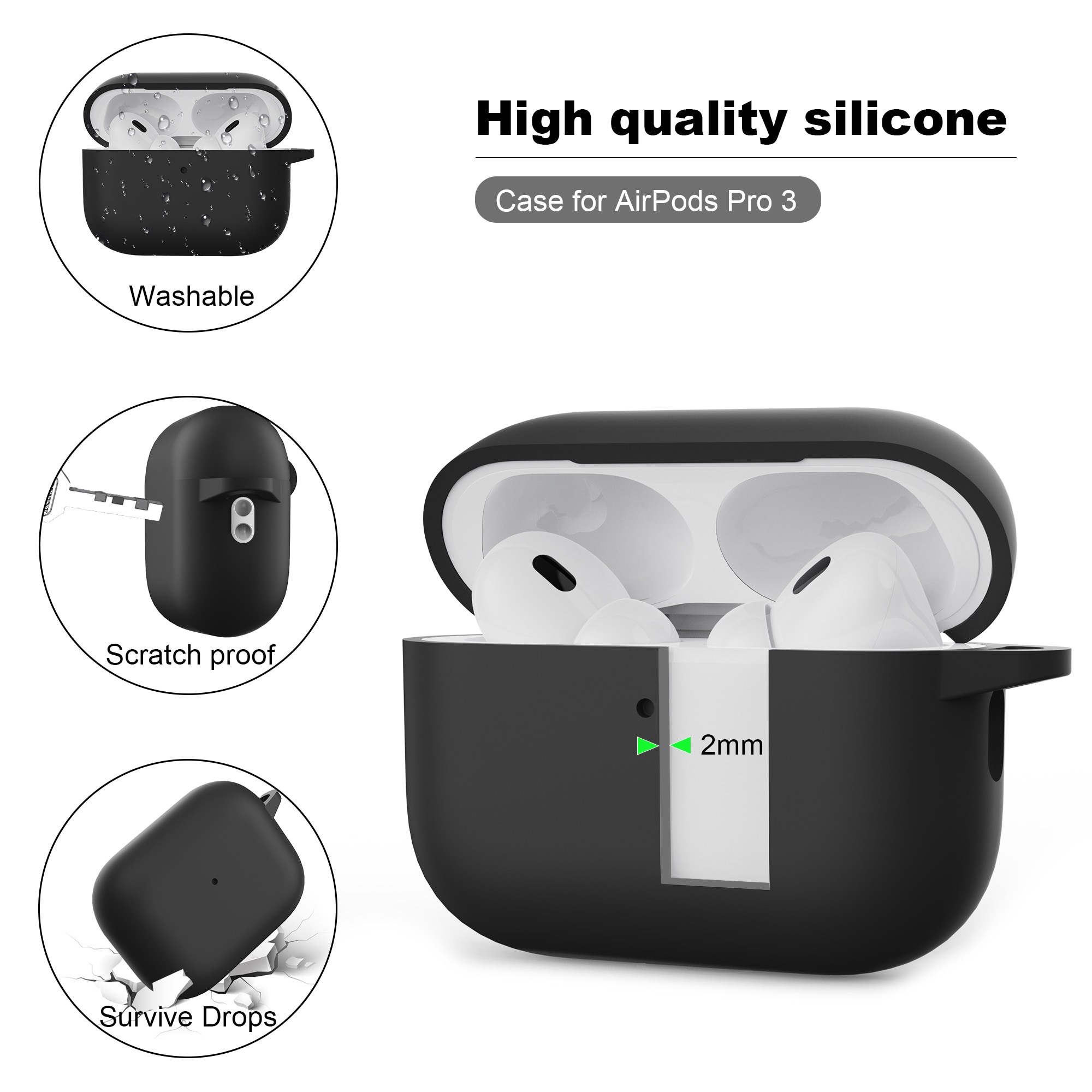 Silicone Cover with Carabiner Apple AirPods Pro 3 Blue