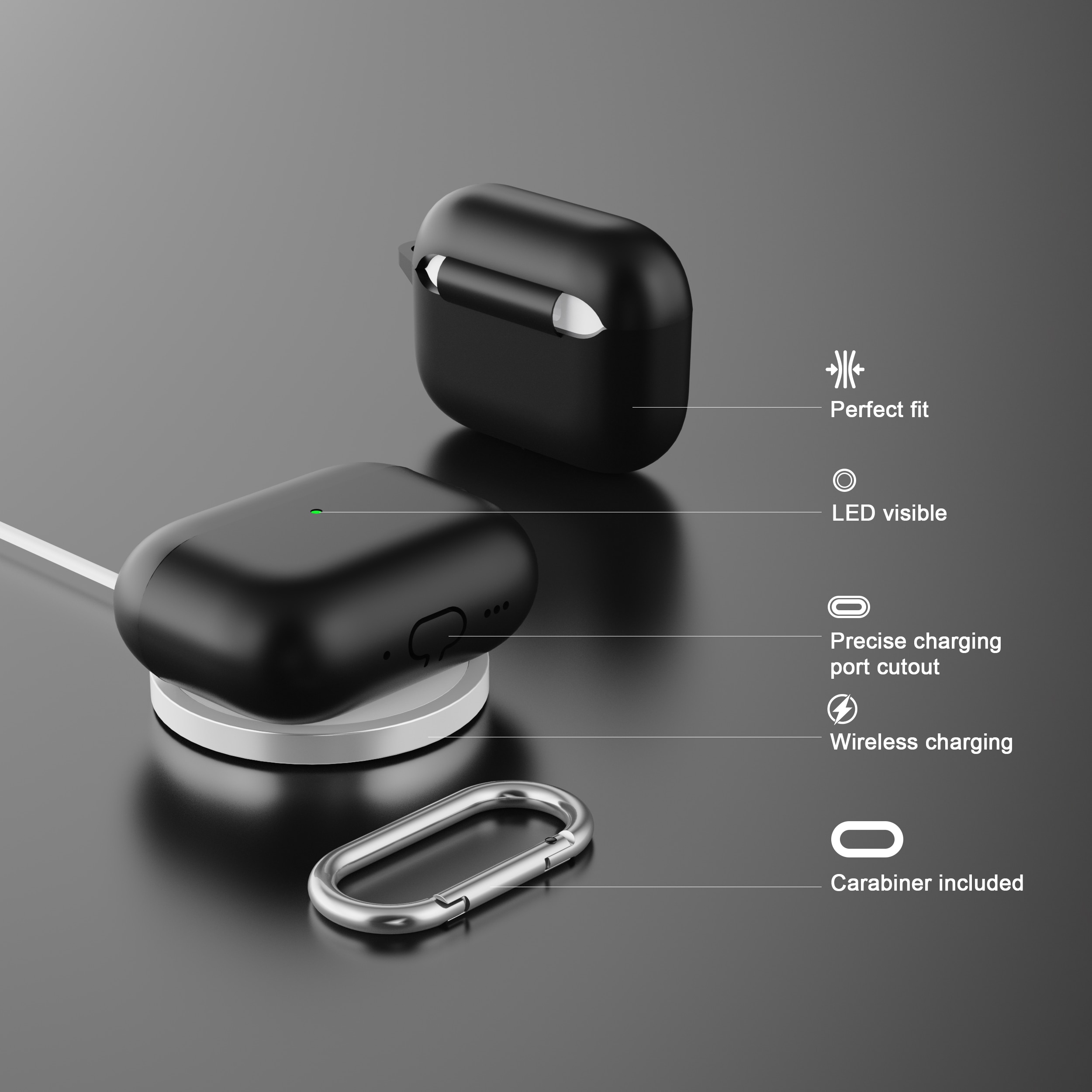 Silicone Cover with Carabiner Apple AirPods Pro 3 Blue