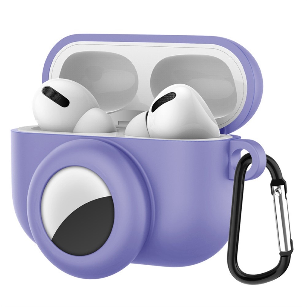 AirPods Pro Silicone Case with AirTag holder Purple