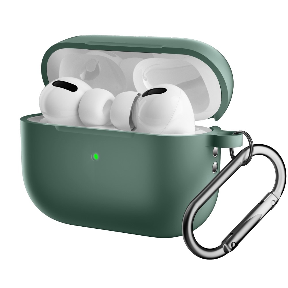AirPods Pro 2 Silicone Cover with Carabiner Green