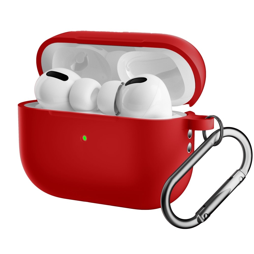 AirPods Pro 2 Silicone Cover with Carabiner Red