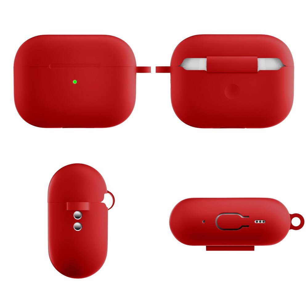 AirPods Pro 2 Silicone Cover with Carabiner Red