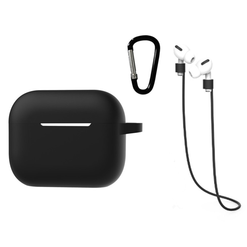 AirPods Pro 2 Silicone Case Carabiner and Strap Black