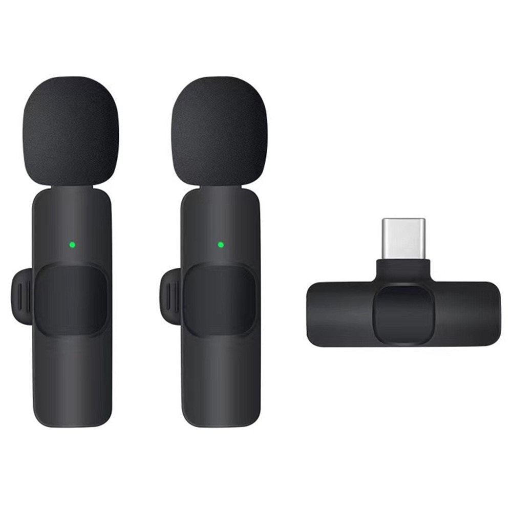 2 Wireless Microphones with USB-C Receiver Black