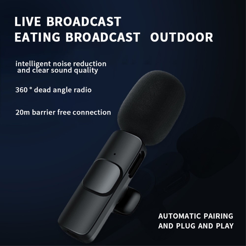 2 Wireless Microphones with USB-C Receiver Black