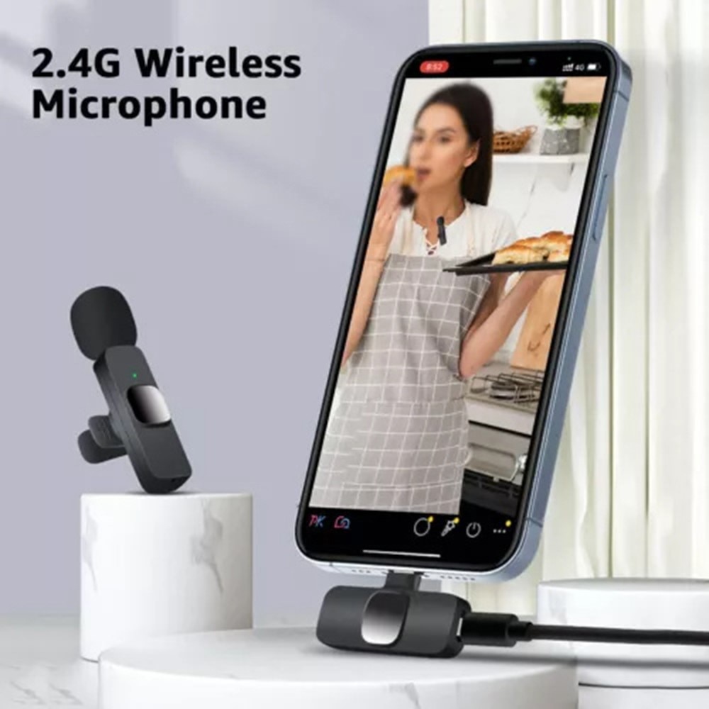 2 Wireless Microphones with USB-C Receiver Black