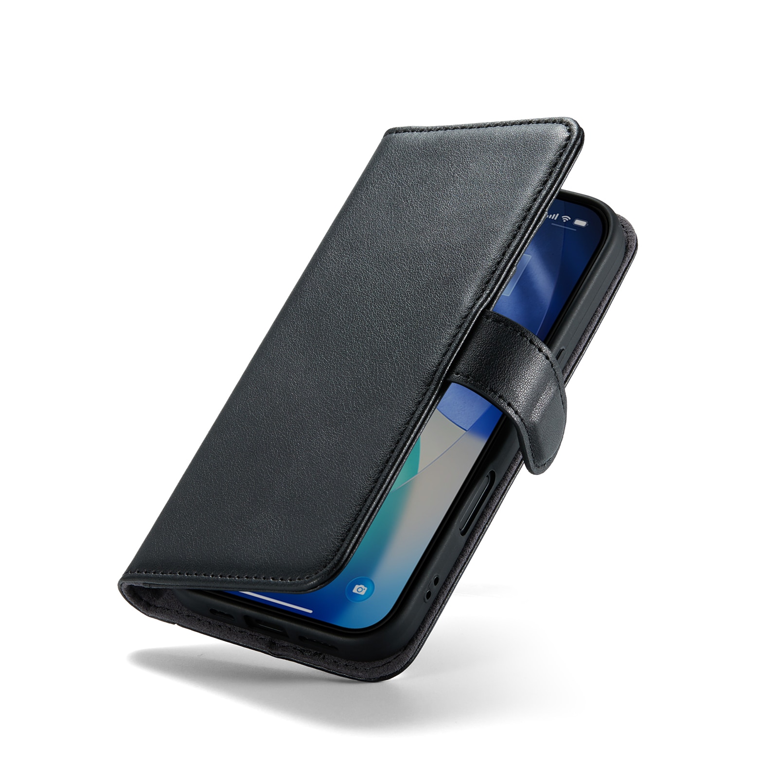 iPhone 17 Genuine Leather Wallet Case Black