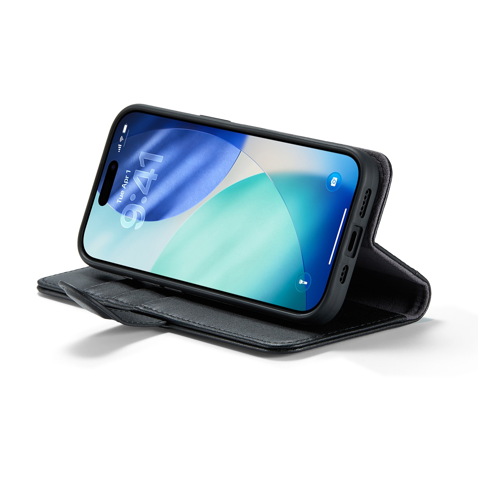 iPhone 17 Genuine Leather Wallet Case Black