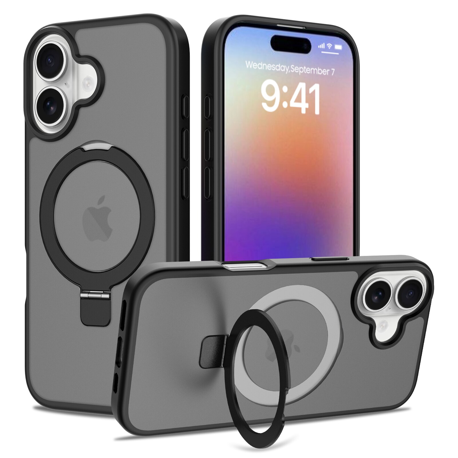 iPhone 17 Hybrid Case Magnetic Ring Black