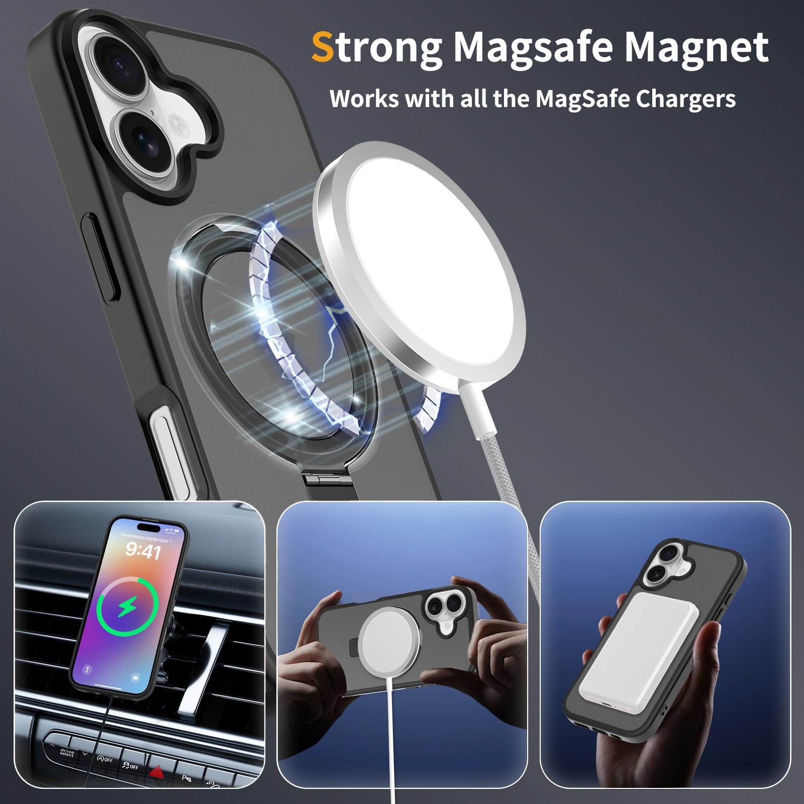 iPhone 17 Hybrid Case Magnetic Ring Black