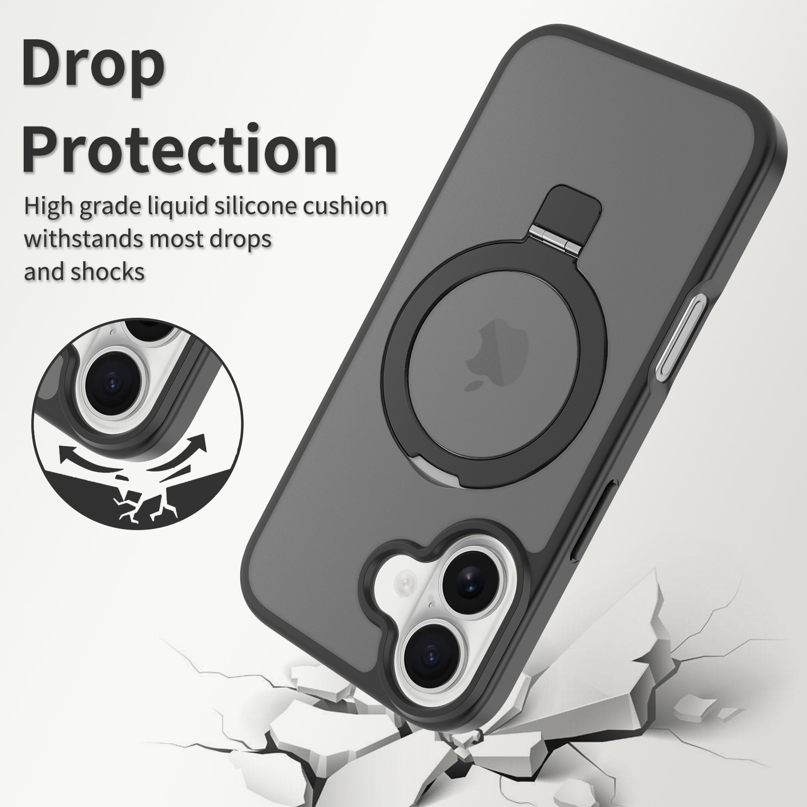 iPhone 17 Hybrid Case Magnetic Ring Black
