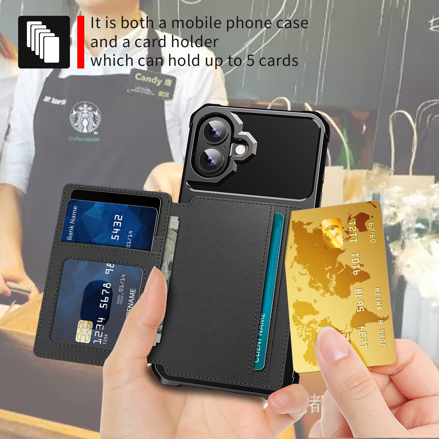 iPhone 17 Tough Multi-slot Case Black