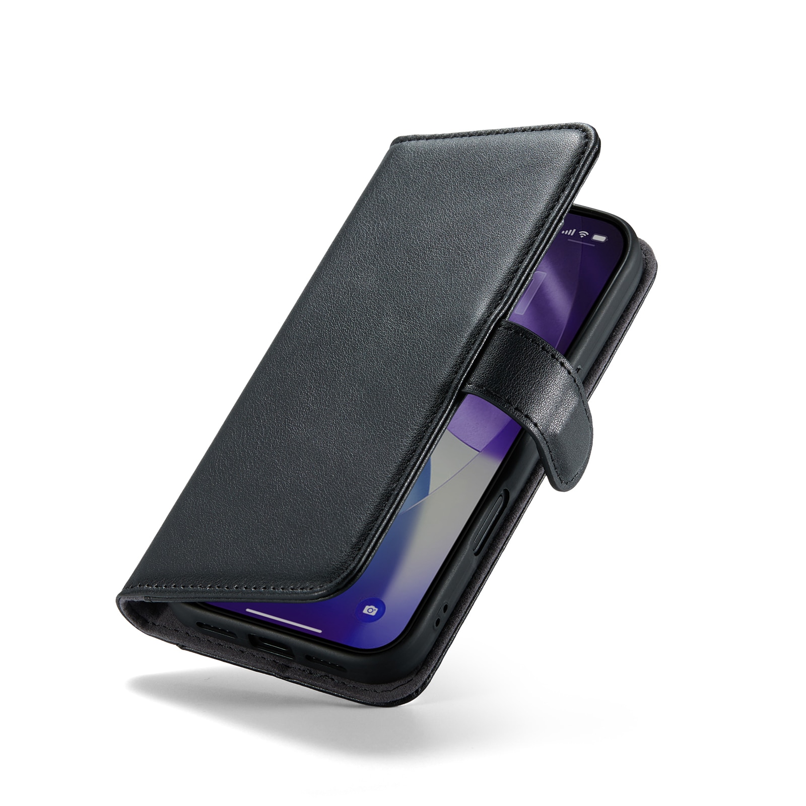 iPhone 17 Pro Max Genuine Leather Wallet Case Black