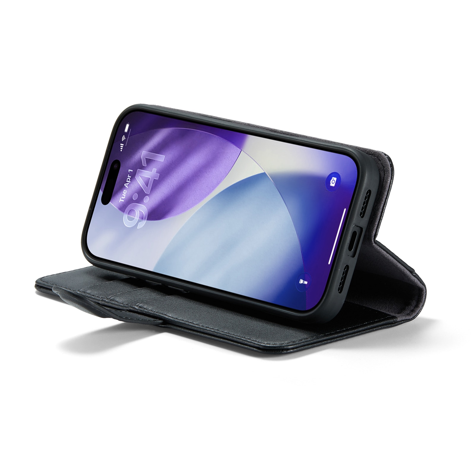 iPhone 17 Pro Max Genuine Leather Wallet Case Black