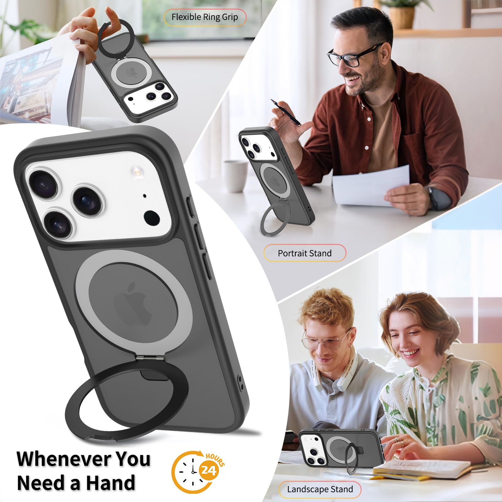 iPhone 17 Pro Hybrid Case Magnetic Ring Black