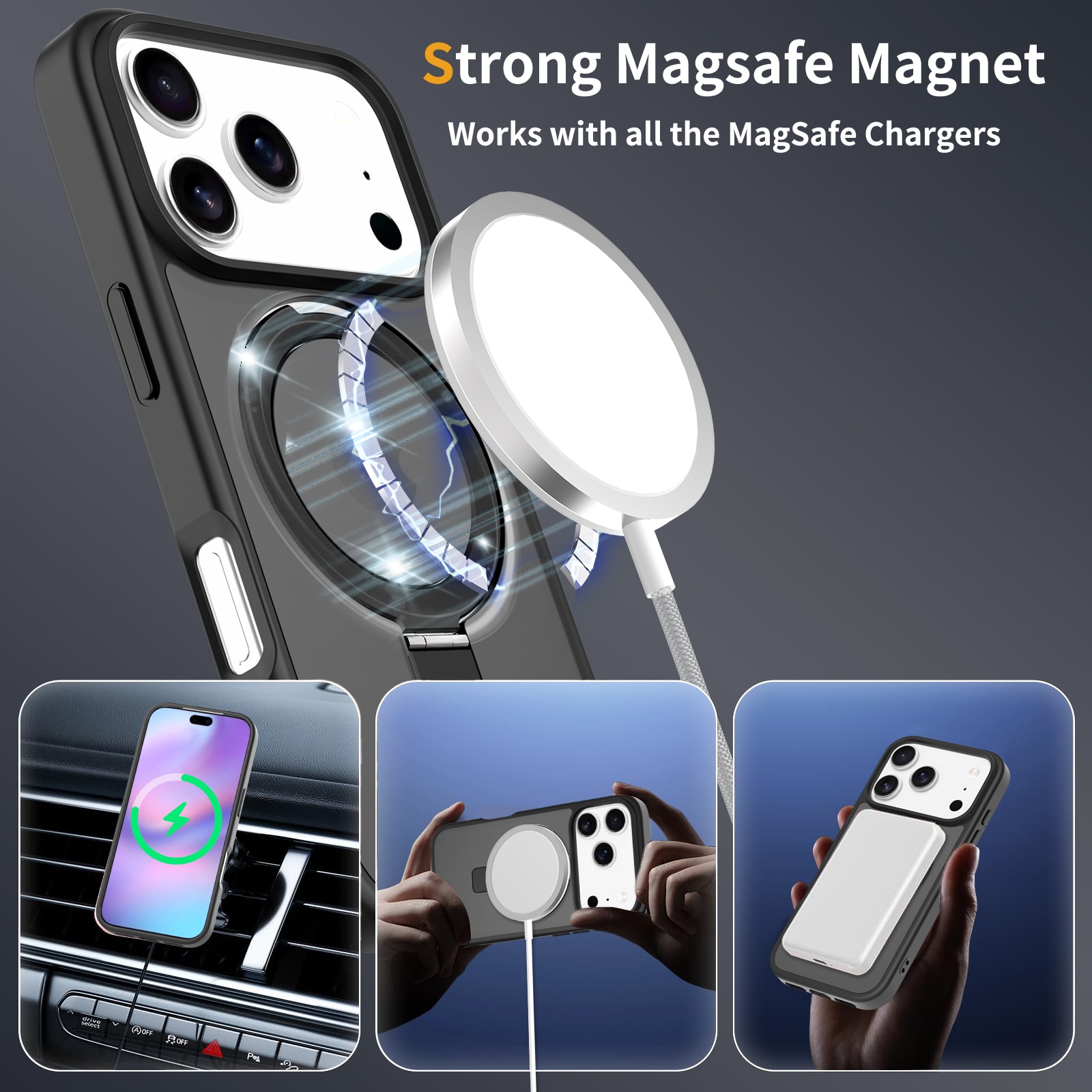 iPhone 17 Pro Hybrid Case Magnetic Ring Black
