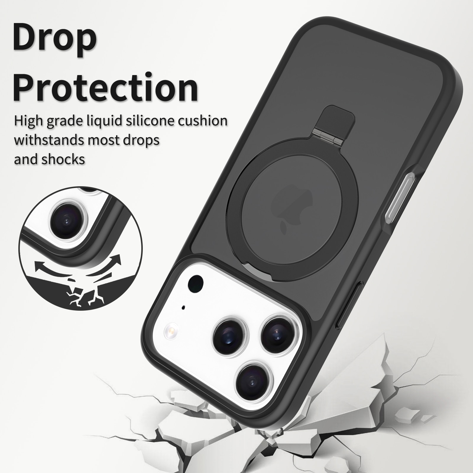 iPhone 17 Pro Hybrid Case Magnetic Ring Black