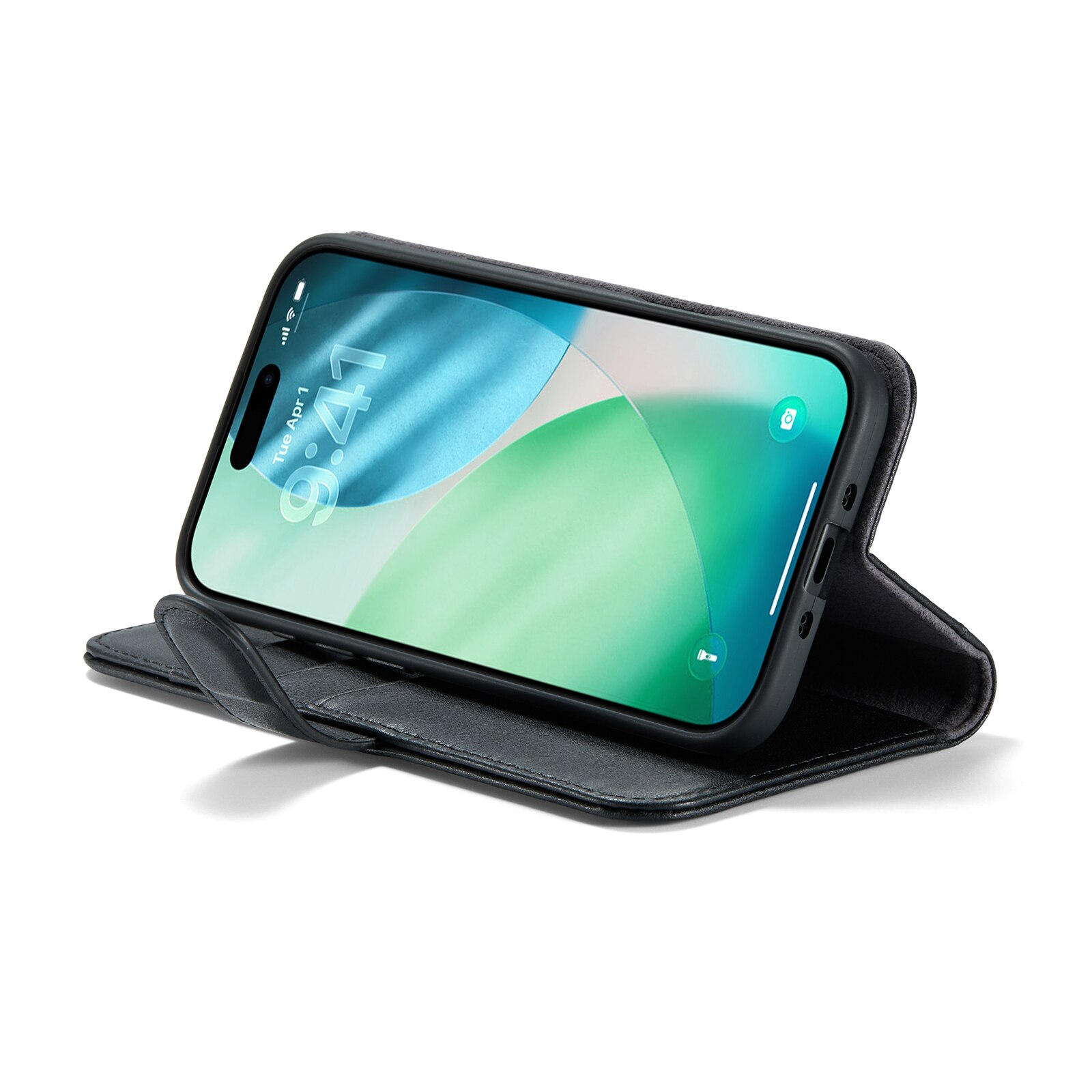 iPhone 17 Air Genuine Leather Wallet Case Black