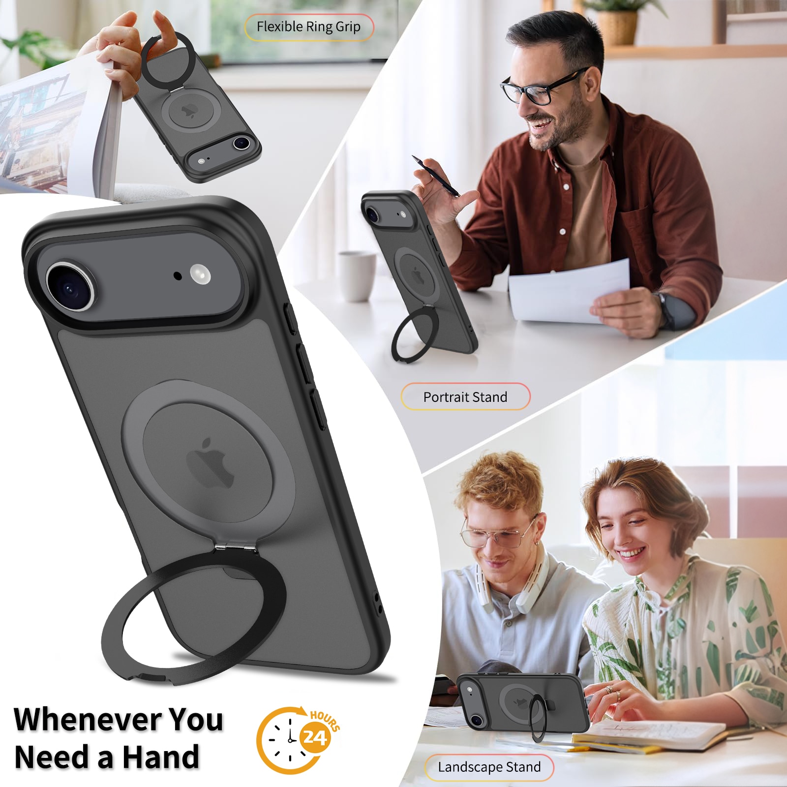 iPhone 17 Air Hybrid Case Magnetic Ring Black