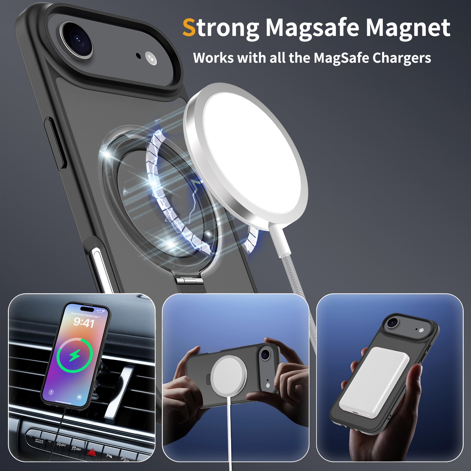 iPhone 17 Air Hybrid Case Magnetic Ring Black