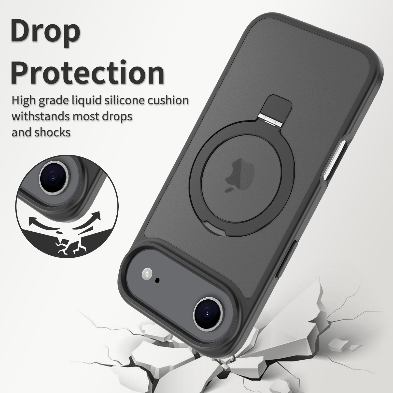 iPhone 17 Air Hybrid Case Magnetic Ring Black