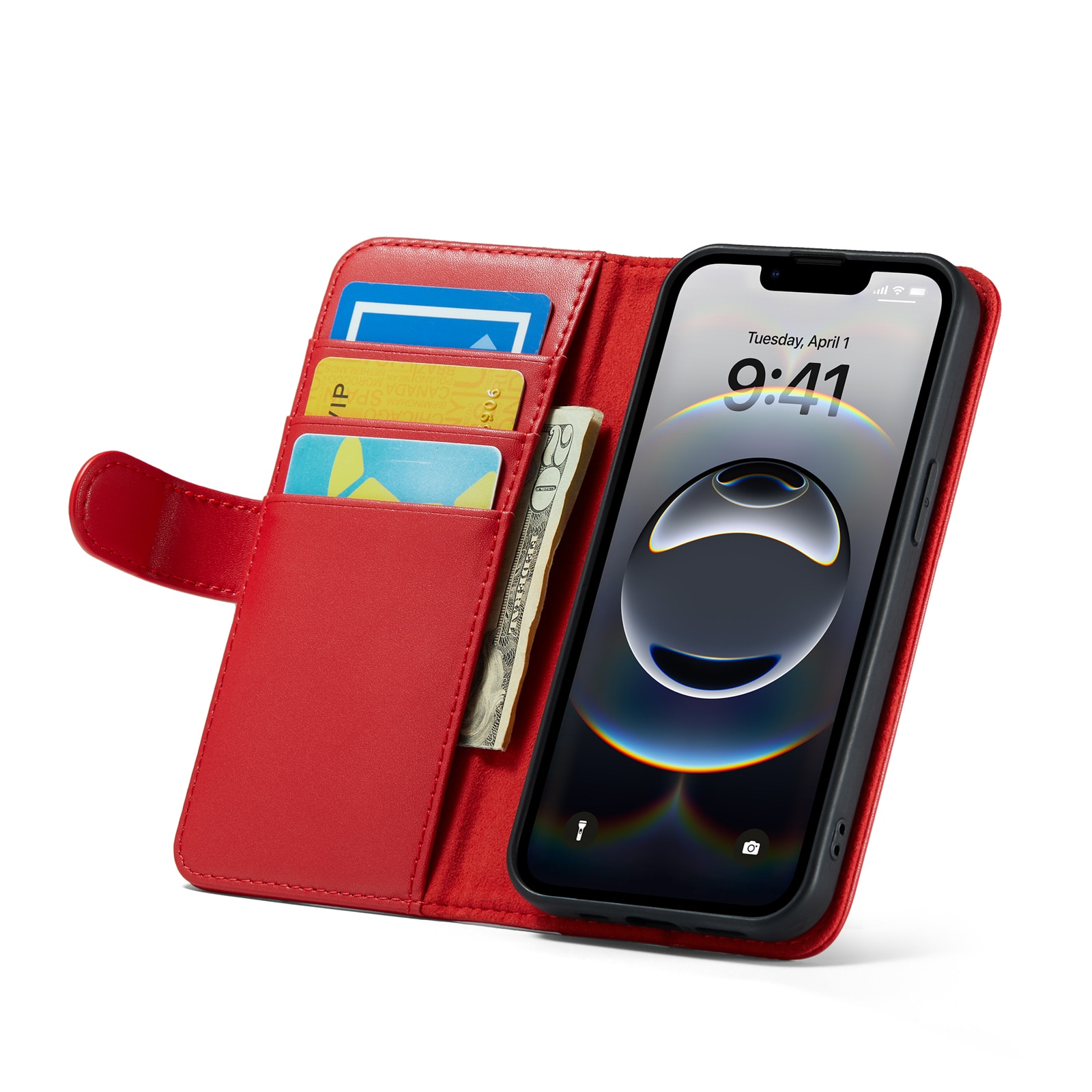 iPhone 12/iPhone 12 Pro Genuine Leather Wallet Case Red