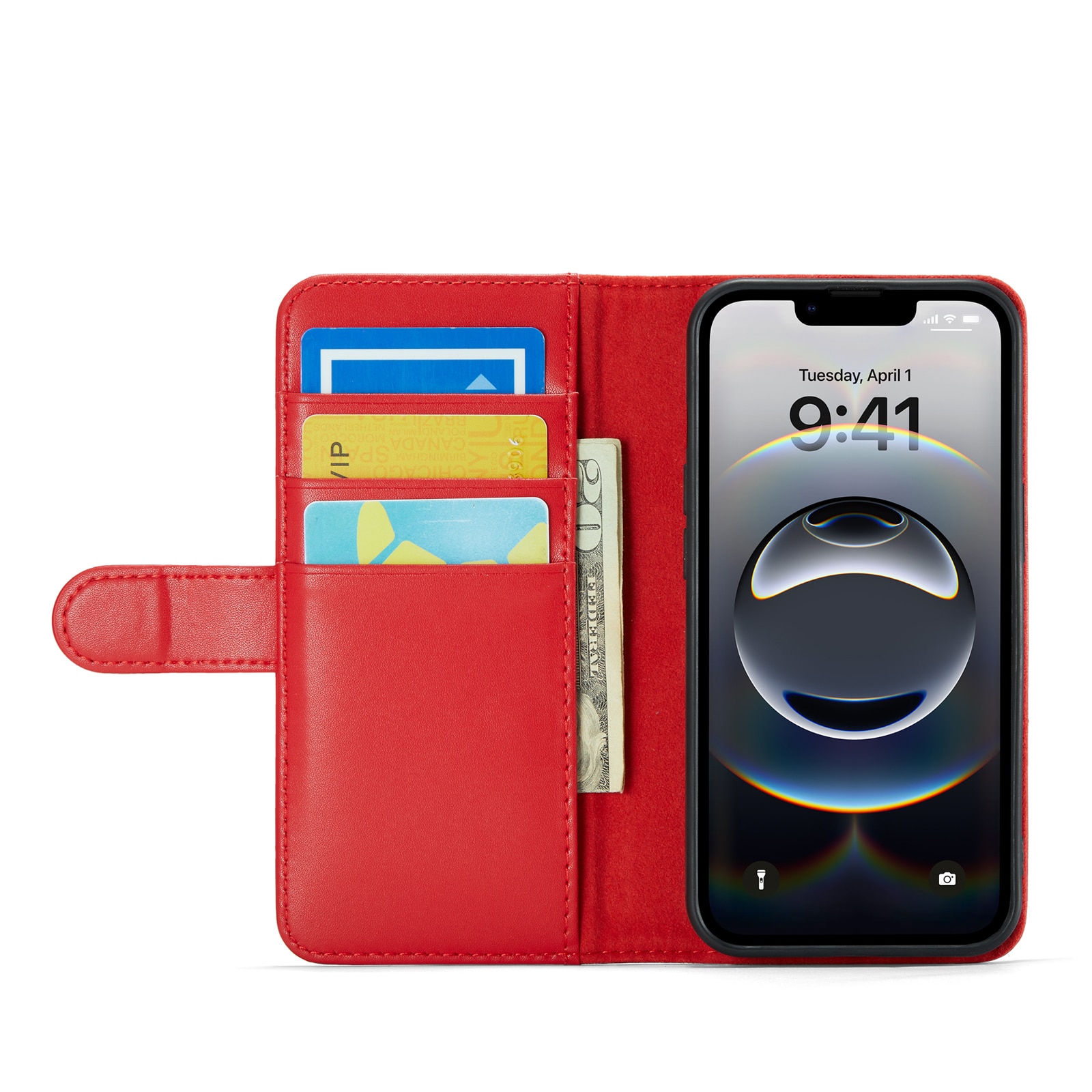iPhone 12/iPhone 12 Pro Genuine Leather Wallet Case Red