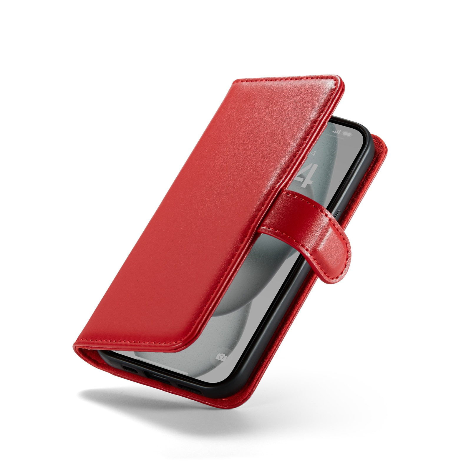 iPhone 13 Genuine Leather Wallet Case Red