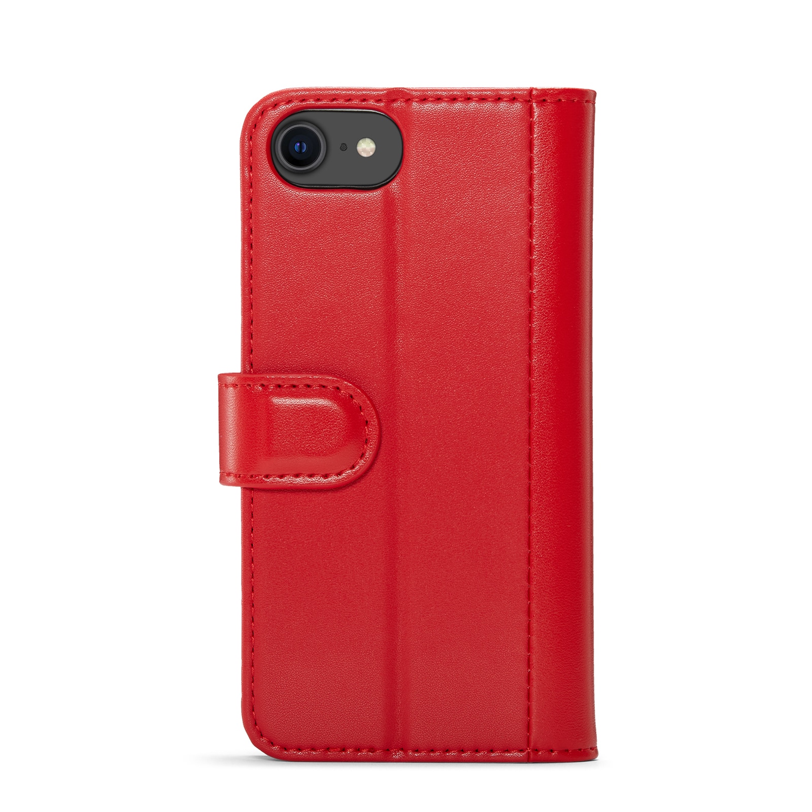 iPhone SE 2022 Genuine Leather Wallet Case Red