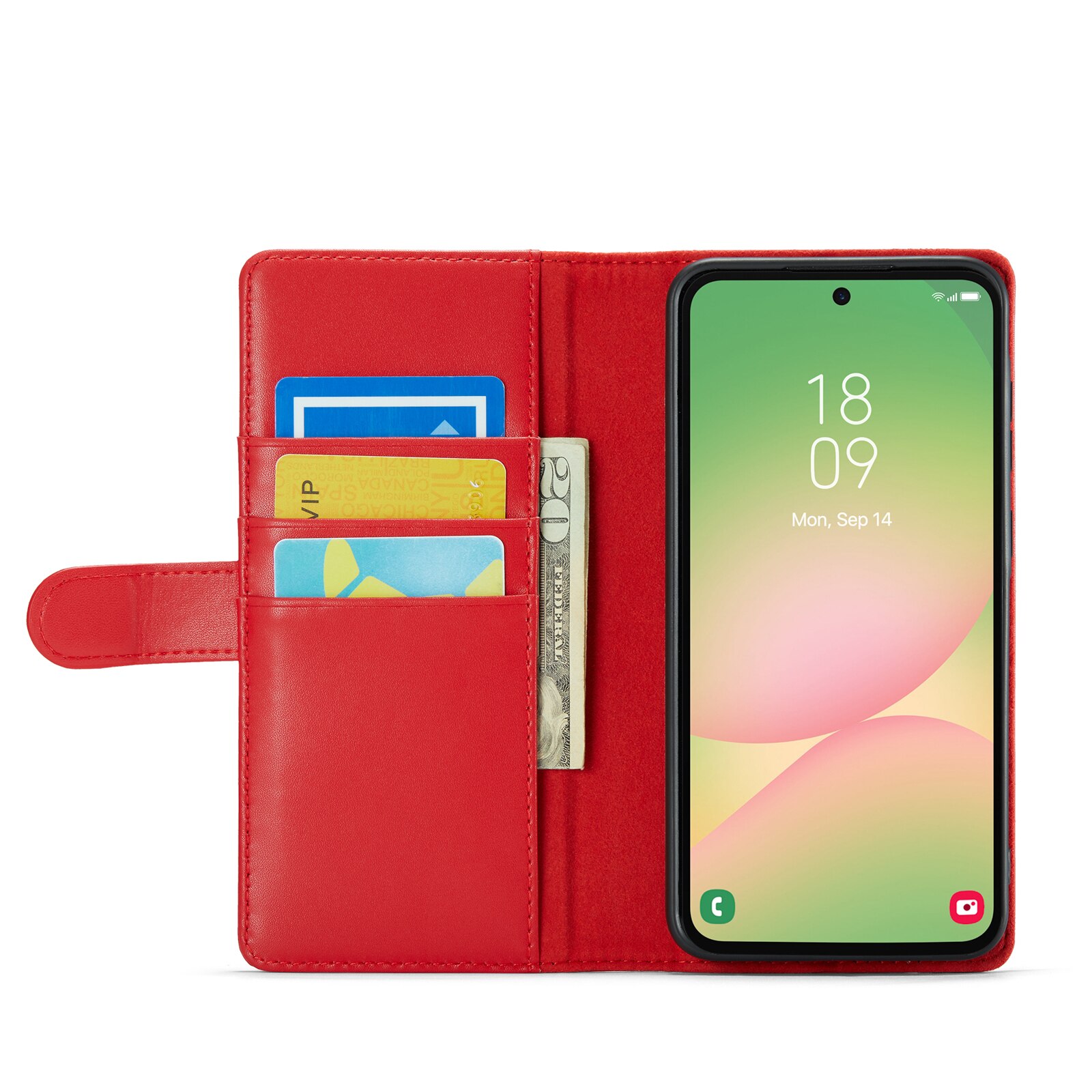 Samsung Galaxy A56 Genuine Leather Wallet Case Red