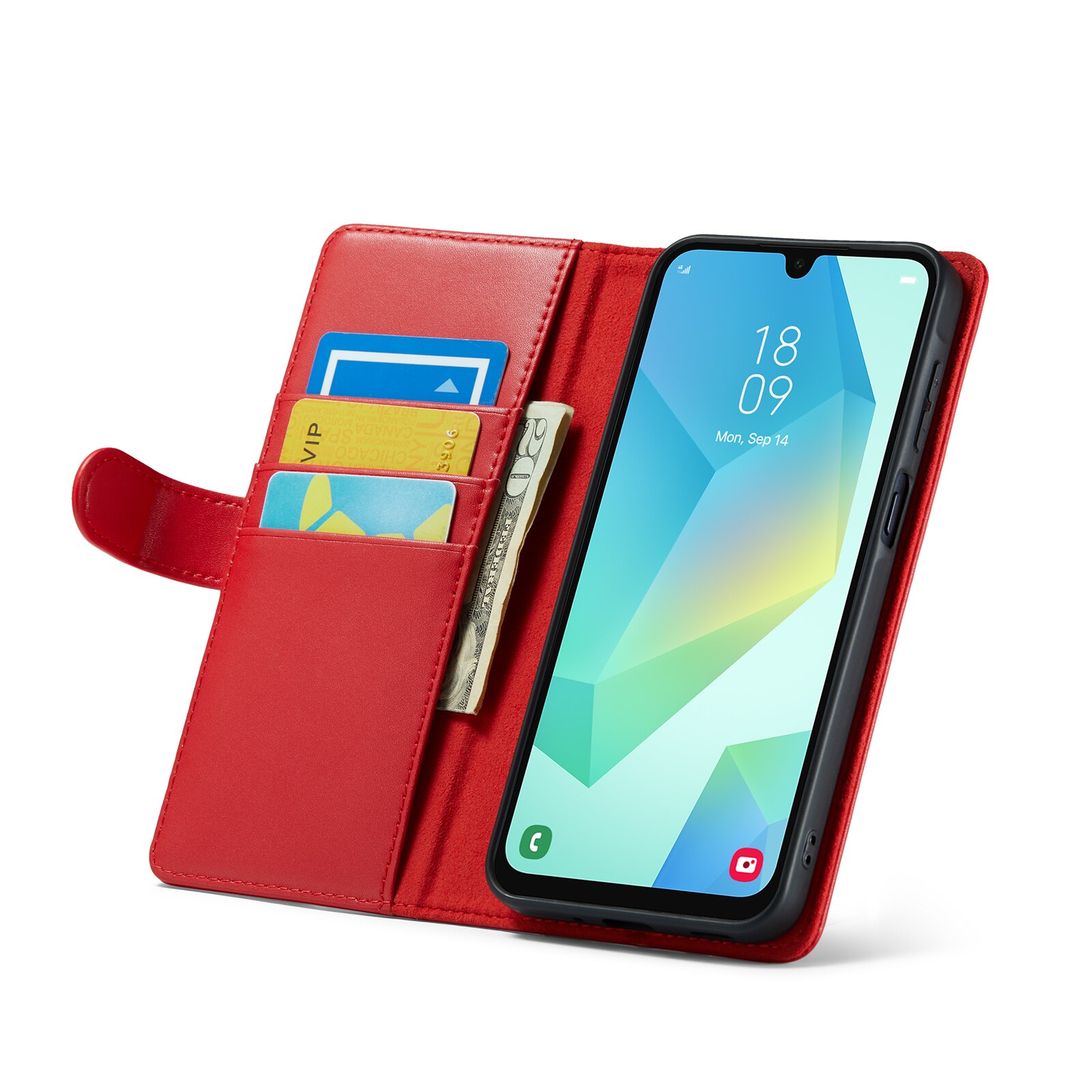 Samsung Galaxy A16 Genuine Leather Wallet Case Red