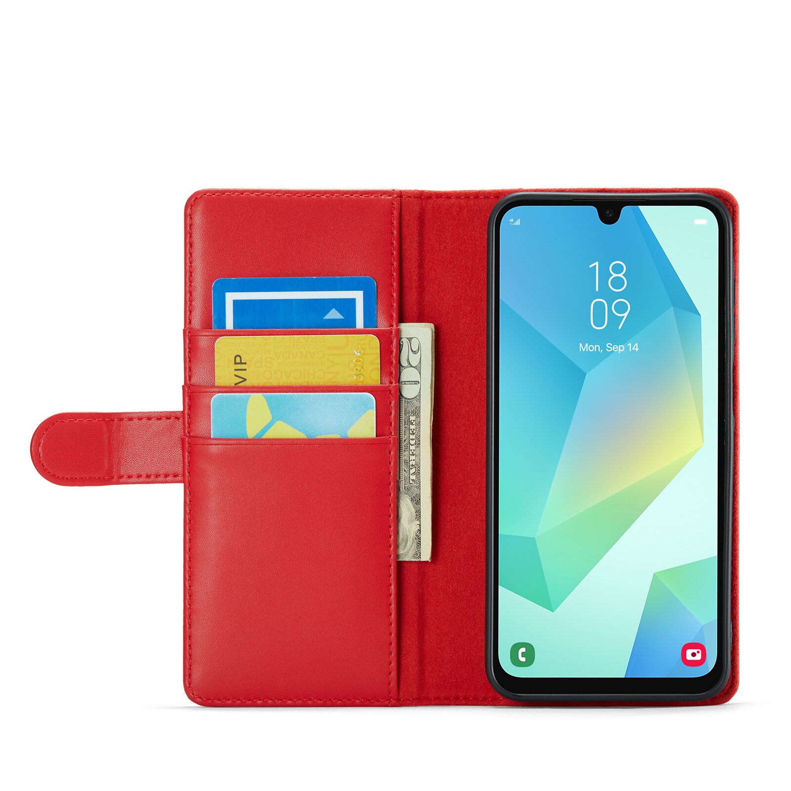 Samsung Galaxy A16 Genuine Leather Wallet Case Red