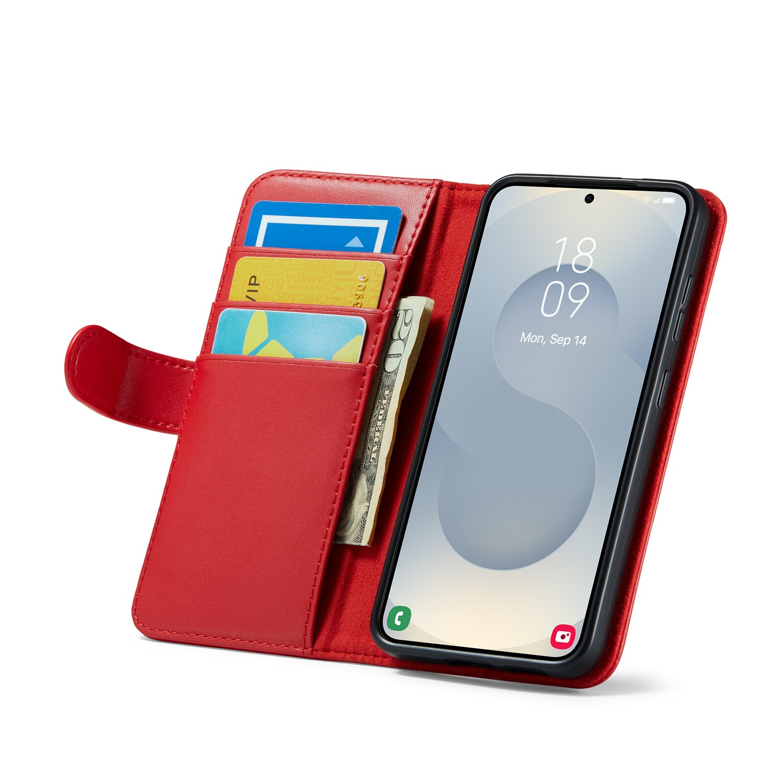 Samsung Galaxy S25 FE Genuine Leather Wallet Case Red