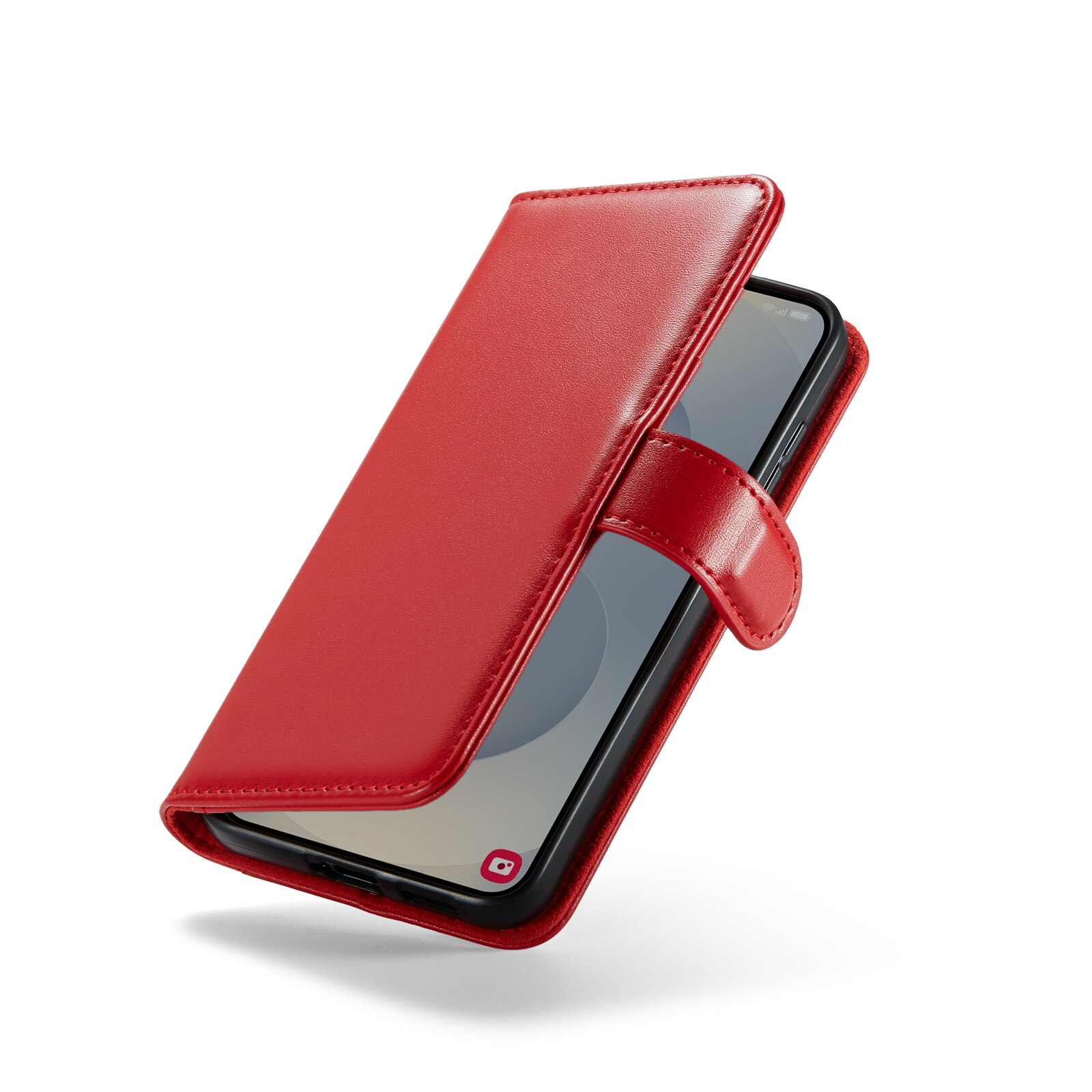 Samsung Galaxy S25 FE Genuine Leather Wallet Case Red