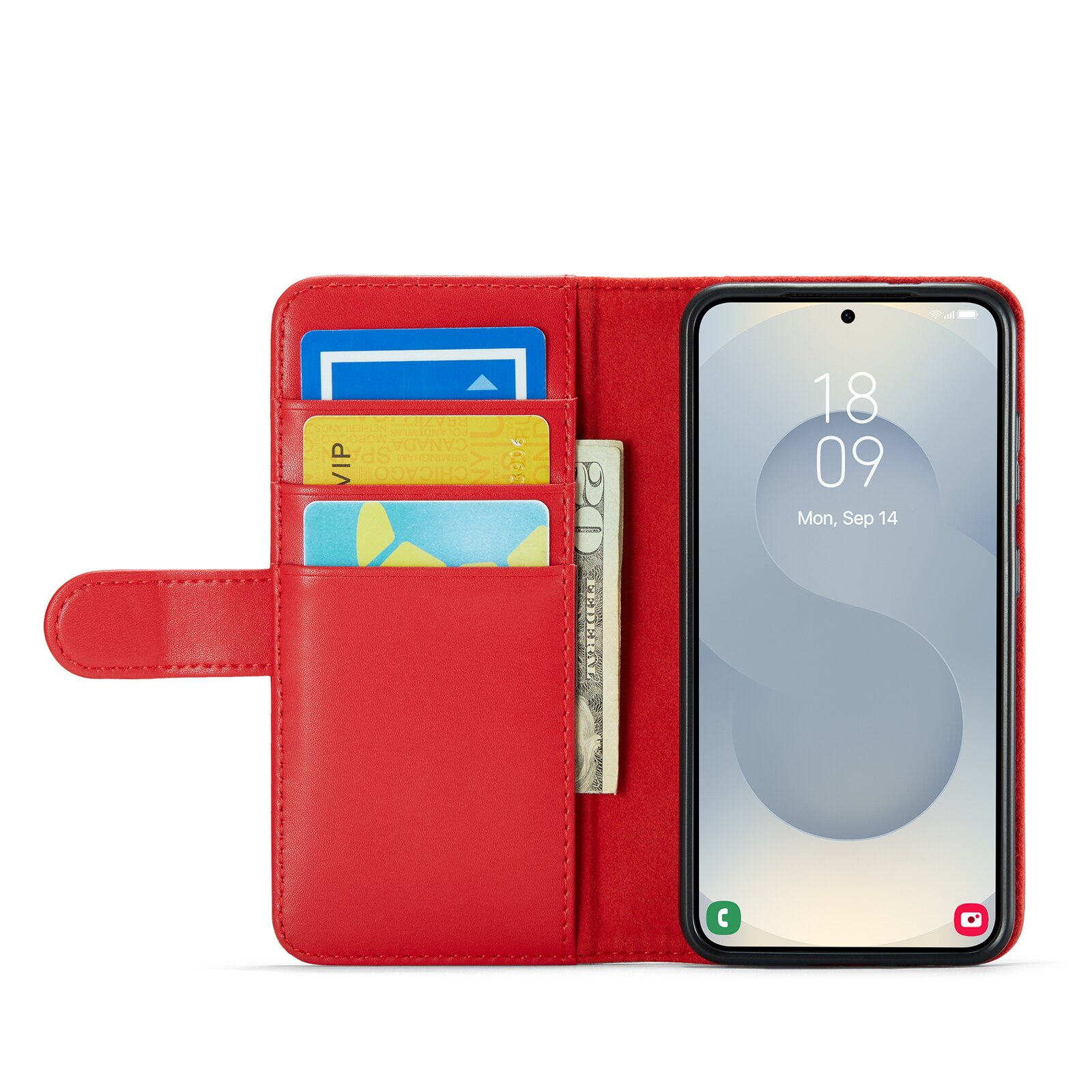 Samsung Galaxy S25 FE Genuine Leather Wallet Case Red