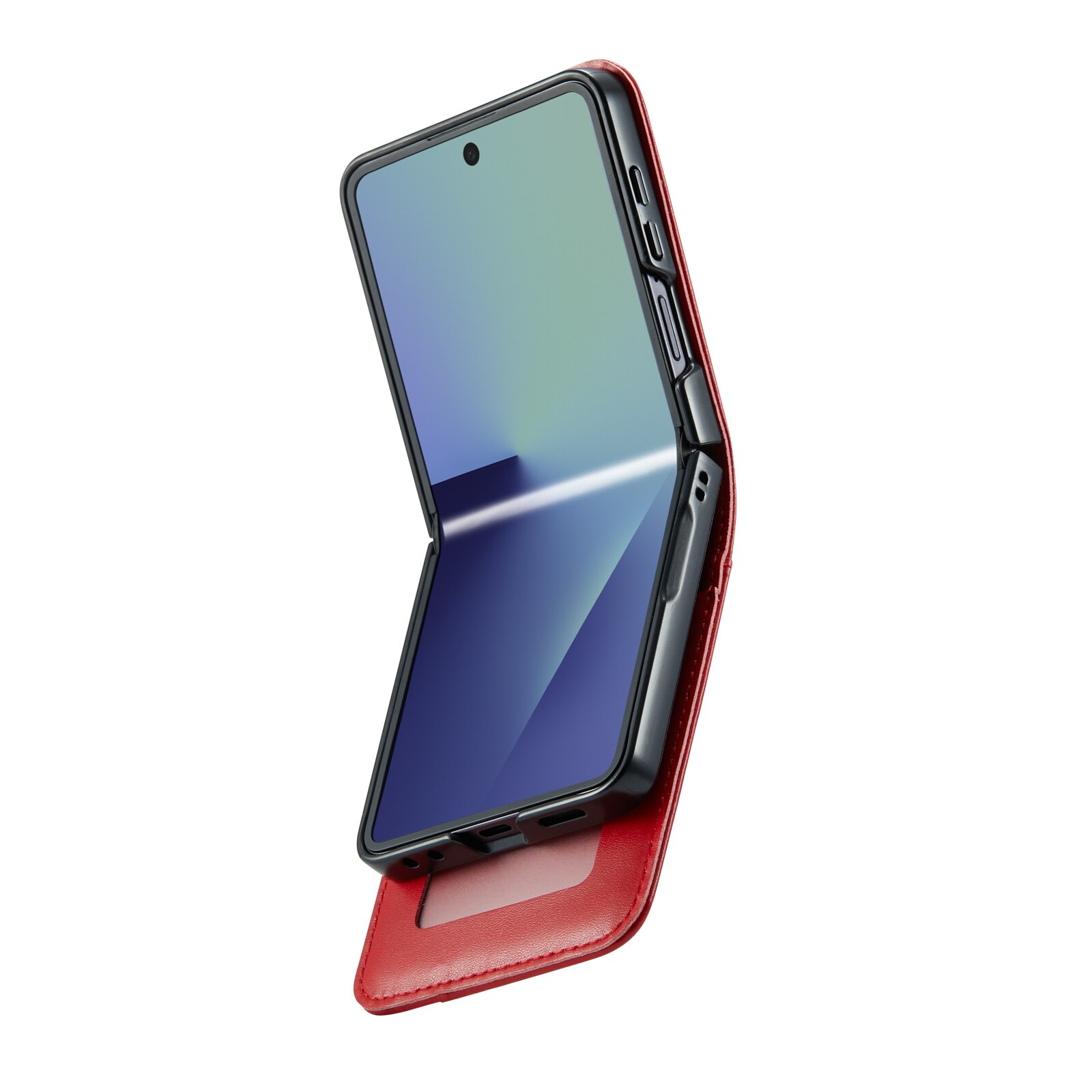 Samsung Galaxy Z Flip 7 Genuine Leather Wallet Case Red