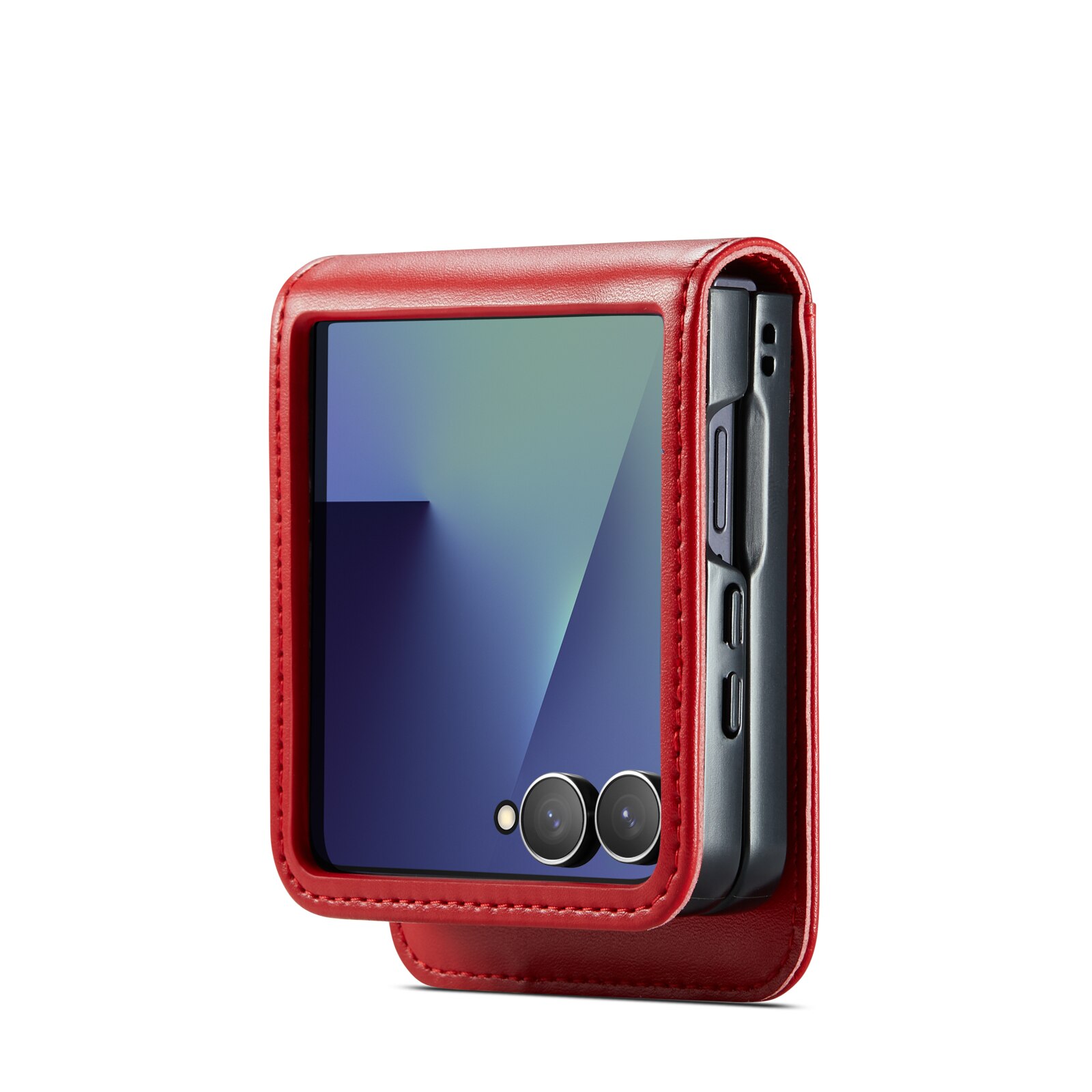 Samsung Galaxy Z Flip 7 Genuine Leather Wallet Case Red