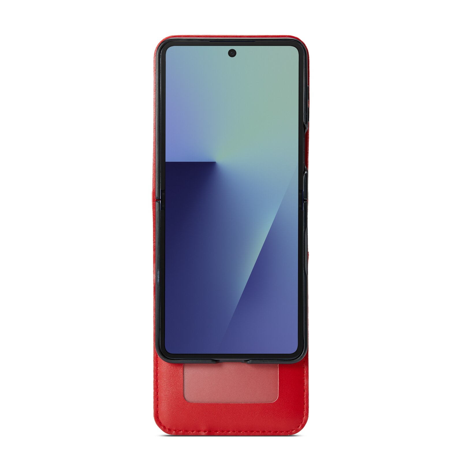 Samsung Galaxy Z Flip 7 Genuine Leather Wallet Case Red