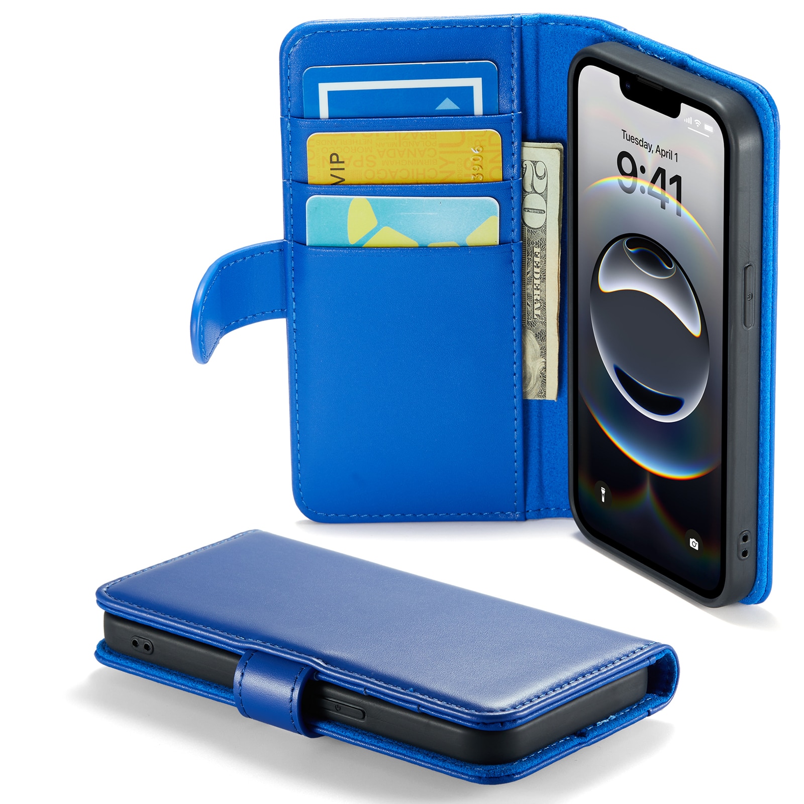 iPhone 12/iPhone 12 Pro Genuine Leather Wallet Case Blue