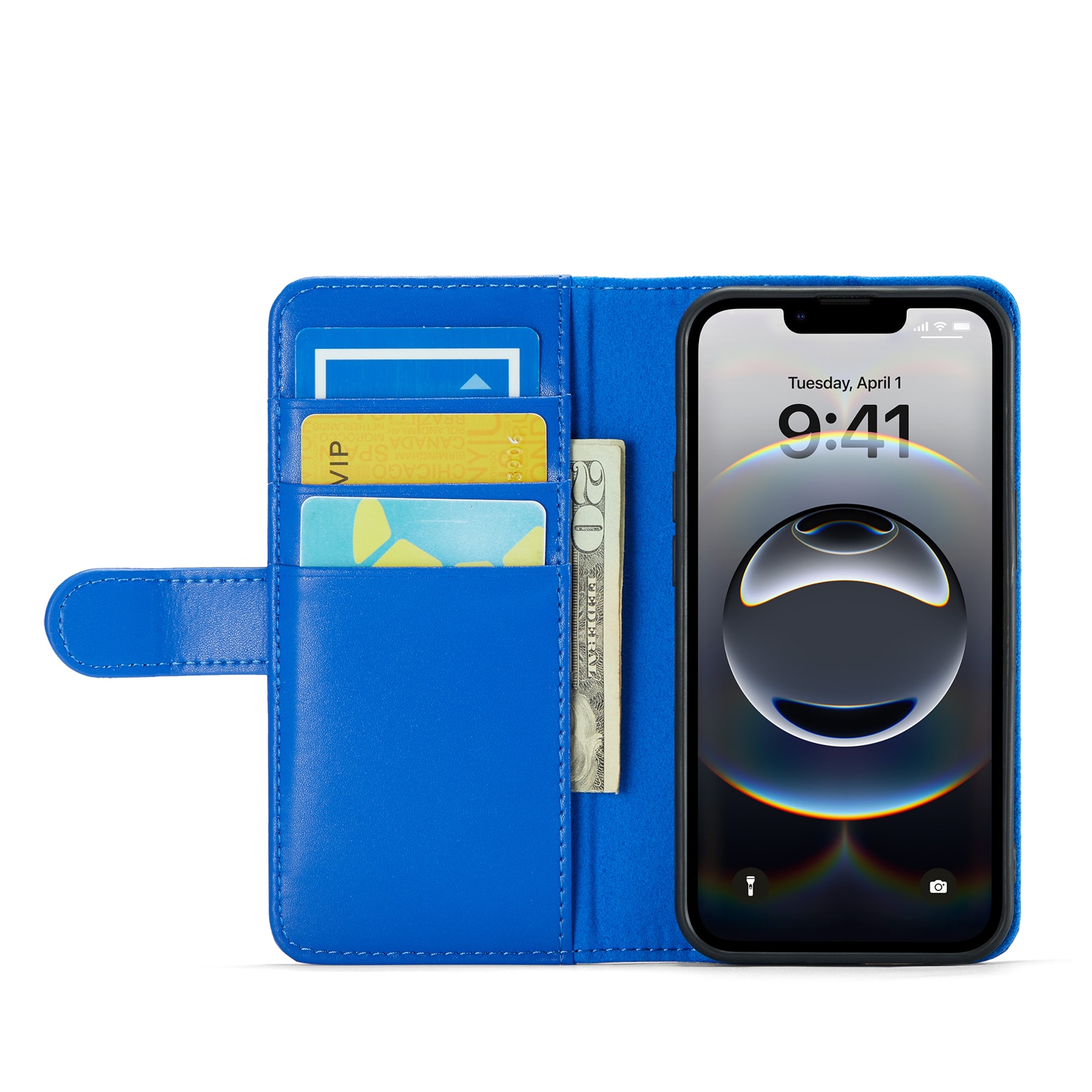 iPhone 12/iPhone 12 Pro Genuine Leather Wallet Case Blue
