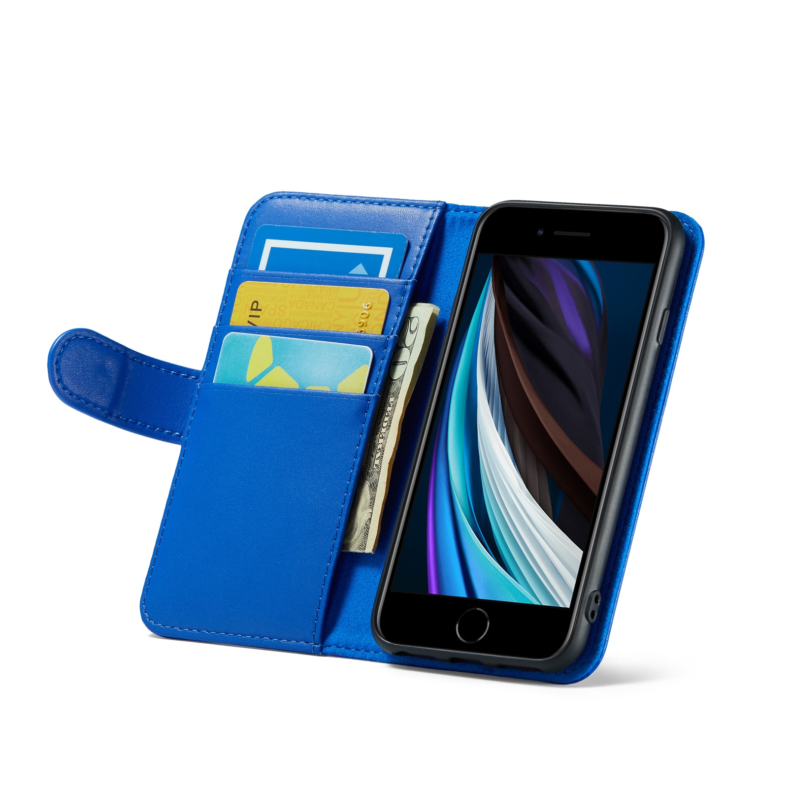 iPhone 7 Genuine Leather Wallet Case Blue