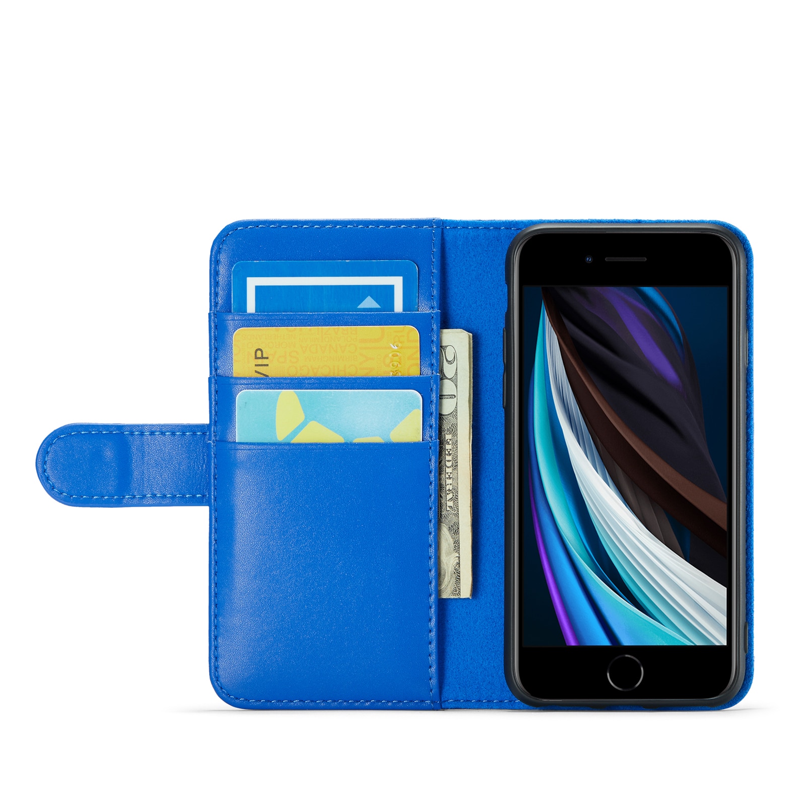 iPhone 7 Genuine Leather Wallet Case Blue